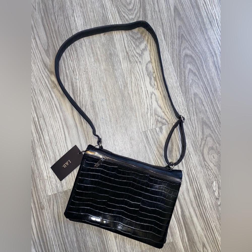Leather Croc Skin Print Crossbody